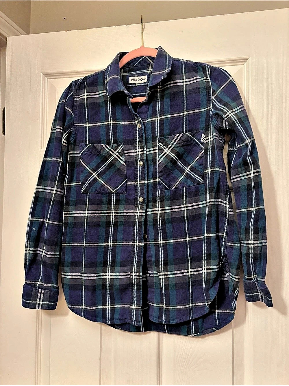 Vans Plaid Button Down Blue & Green